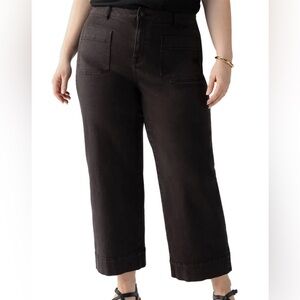 Sanctuary 18W Black Standard Rise Wide Leg Utility Jeans